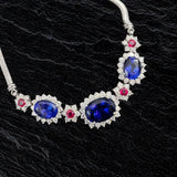 Platinum Necklace With Tanzanites, Burmese Rubies and Diamonds