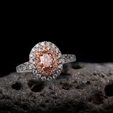 18K gold ring with 1.53 Ct. oval, brownish-pink diamond